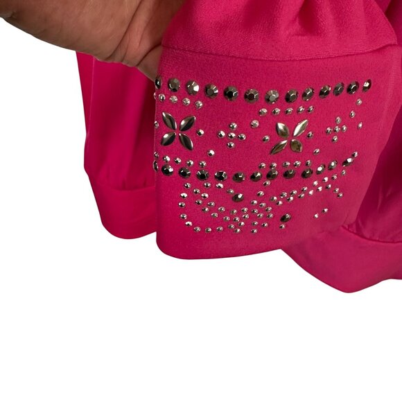 JM Collection Large Long-Sleeve Rhinestone Embellishments Fuchsia - Picture 8 of 13